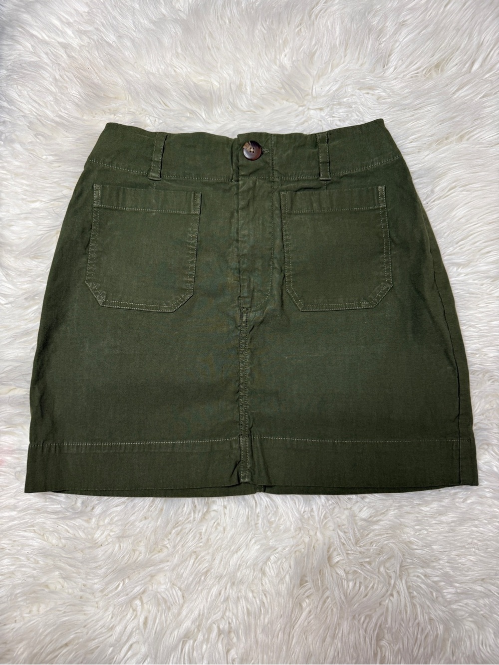 Maeve by Anthropologie Dark Olive Pocket Mini Skirt